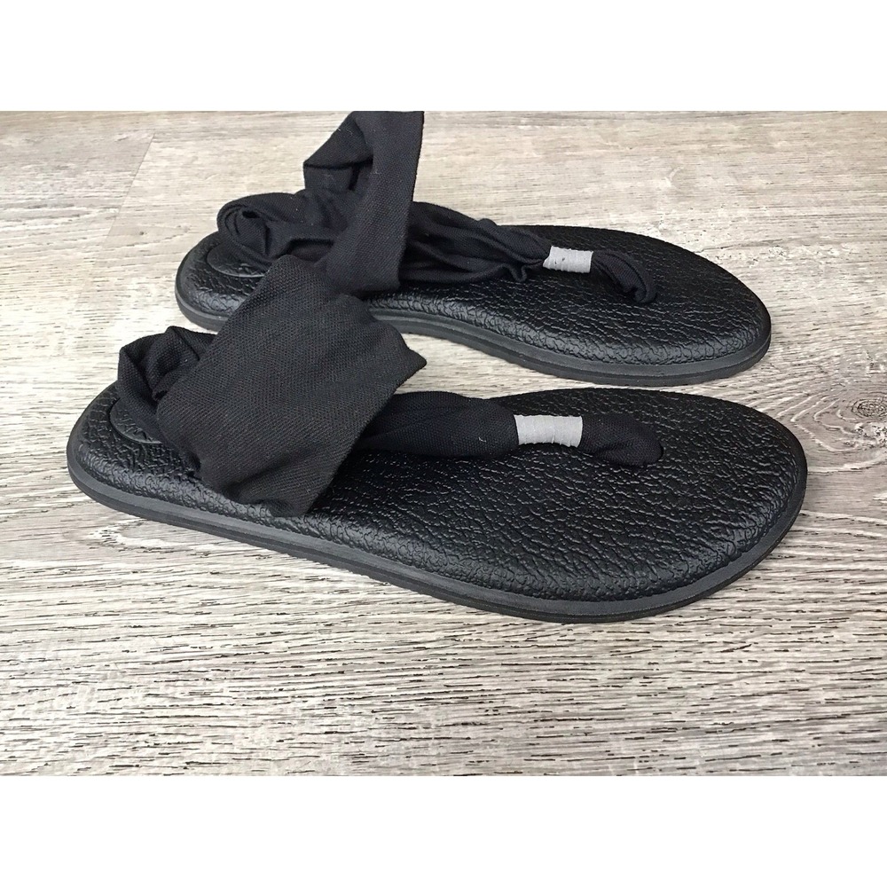 Sanuk Sandals Womens 8 Yoga Sling 2 Slingback Flip Flops SWS10001 Black Fabric